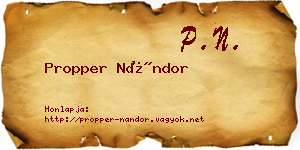 Propper Nándor névjegykártya